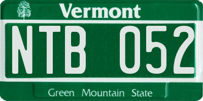 VT license plate NTB052