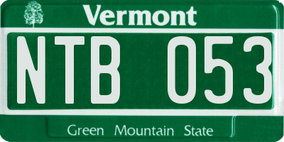 VT license plate NTB053