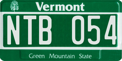 VT license plate NTB054