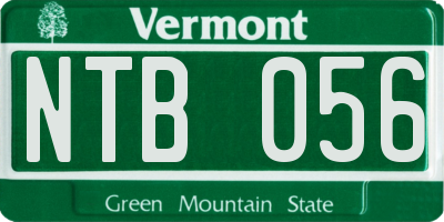 VT license plate NTB056