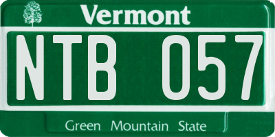 VT license plate NTB057