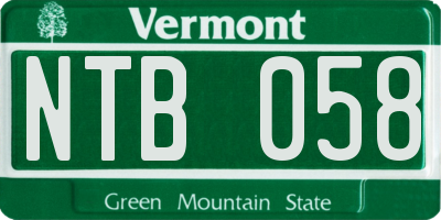 VT license plate NTB058