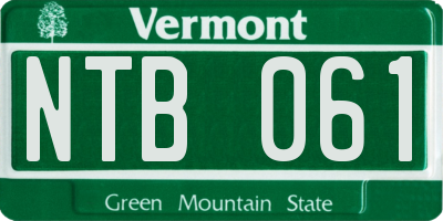 VT license plate NTB061