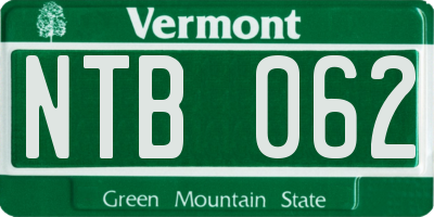 VT license plate NTB062