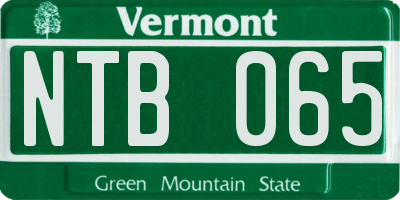 VT license plate NTB065