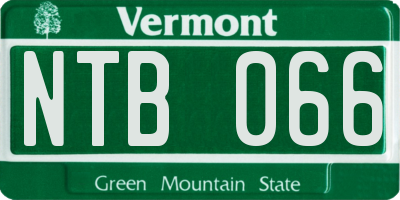 VT license plate NTB066