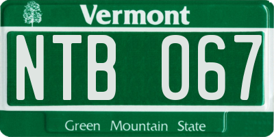 VT license plate NTB067