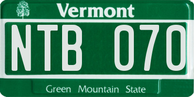 VT license plate NTB070