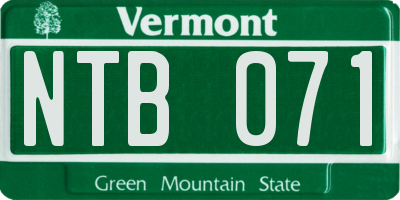 VT license plate NTB071