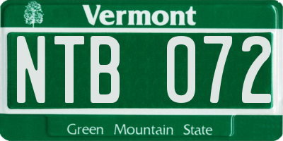 VT license plate NTB072