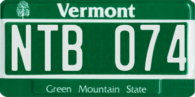 VT license plate NTB074