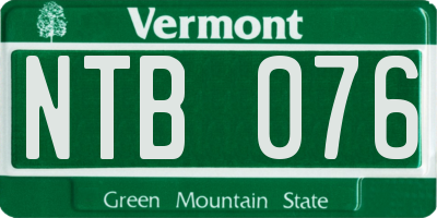VT license plate NTB076