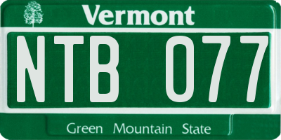 VT license plate NTB077