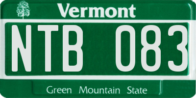 VT license plate NTB083