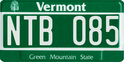 VT license plate NTB085