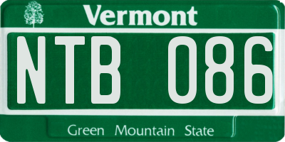 VT license plate NTB086