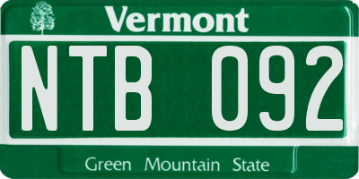 VT license plate NTB092