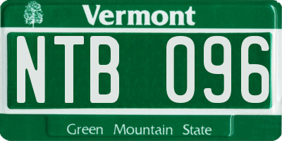 VT license plate NTB096