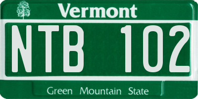 VT license plate NTB102