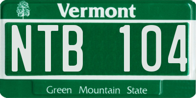VT license plate NTB104