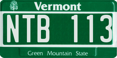VT license plate NTB113