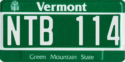 VT license plate NTB114