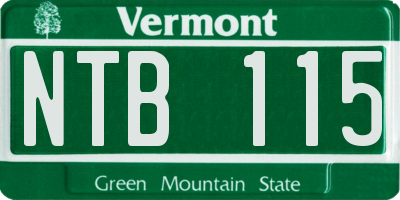 VT license plate NTB115