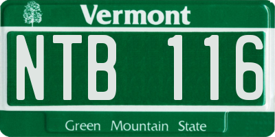 VT license plate NTB116