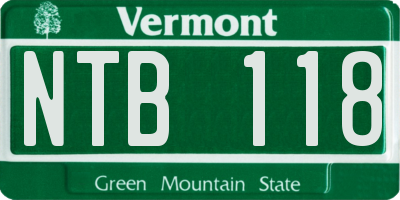 VT license plate NTB118