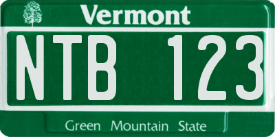 VT license plate NTB123