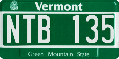 VT license plate NTB135