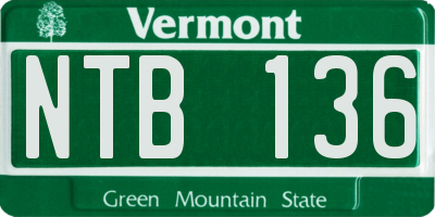 VT license plate NTB136