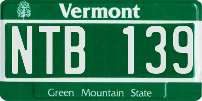 VT license plate NTB139