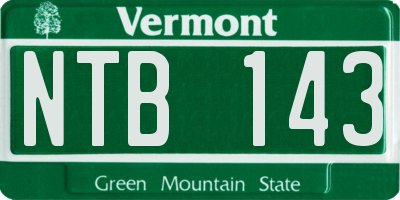 VT license plate NTB143