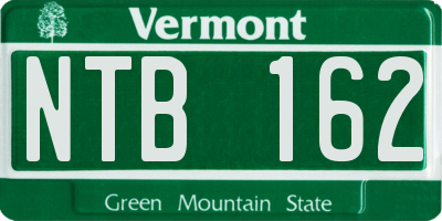 VT license plate NTB162
