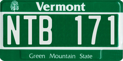 VT license plate NTB171
