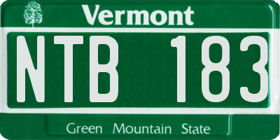 VT license plate NTB183