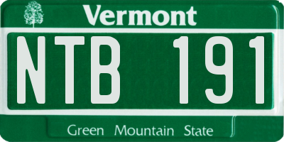 VT license plate NTB191