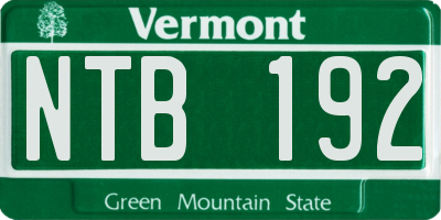 VT license plate NTB192