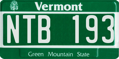 VT license plate NTB193