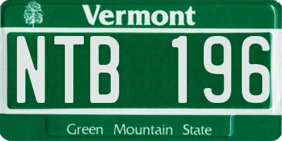 VT license plate NTB196