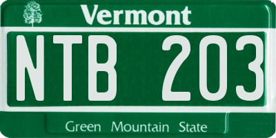 VT license plate NTB203
