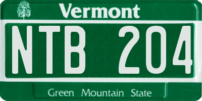 VT license plate NTB204