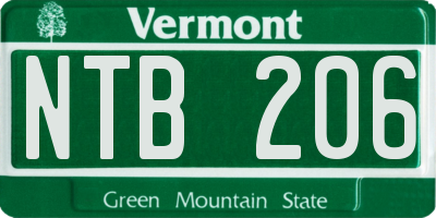VT license plate NTB206