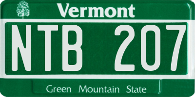 VT license plate NTB207