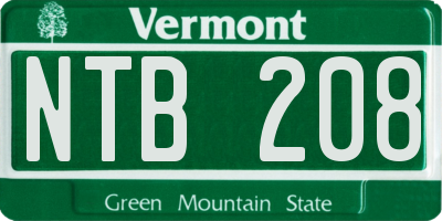 VT license plate NTB208