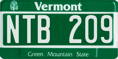 VT license plate NTB209