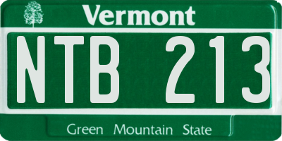 VT license plate NTB213