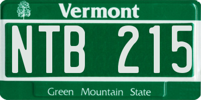 VT license plate NTB215