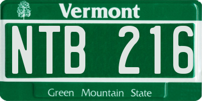 VT license plate NTB216
